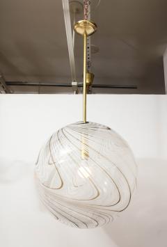 Italian Murano Glass and Brass Globe Chandelier circa 1960 - 3089511