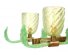 Italian Murano PULEGOSO Internal Bubbled Glass Brass Chandelier - 737195