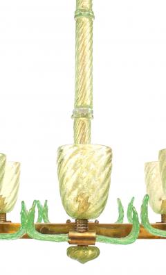 Italian Murano PULEGOSO Internal Bubbled Glass Brass Chandelier - 737197