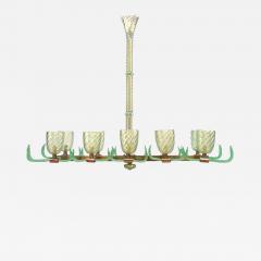Italian Murano PULEGOSO Internal Bubbled Glass Brass Chandelier - 740597