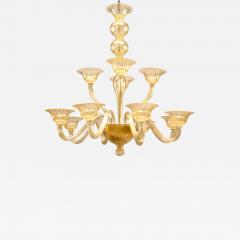 Italian Murano SOMMERSO Gold Dusted Fluted Glass Chandeliers - 740620
