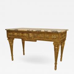 Italian Neo Classic Gilt and Marbled Console Table - 1430490