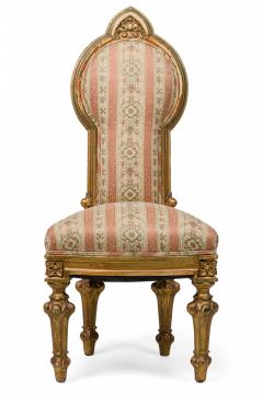 Italian Neo Classic Giltwood Stripe Upholstered Dining SIde Chair - 4169860