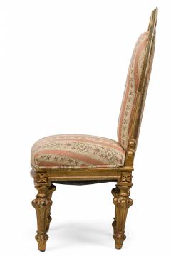 Italian Neo Classic Giltwood Stripe Upholstered Dining SIde Chair - 4169862