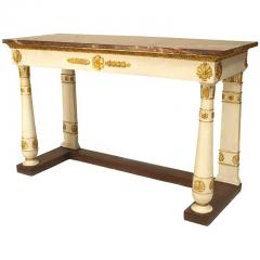 Italian Neo Classic Painted Marble Top Console Table - 4631968