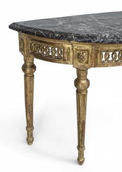 Italian Neo Classic Style Gilt Marble Top Console Table - 1428671