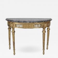 Italian Neo Classic Style Gilt Marble Top Console Table - 1430528