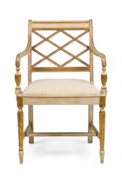 Italian Neo Classic style reproduction cream painted and gilt trim armchair - 4651907
