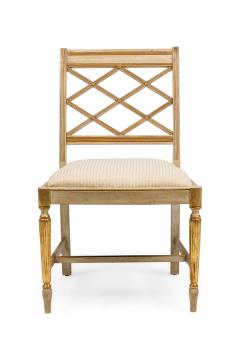 Italian Neo Classic style reproduction cream painted and gilt trim side chair - 4169687