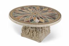 Italian Neo classic Marble Inlaid Top and Acanthus Leaf Design Base Coffee Table - 2798056