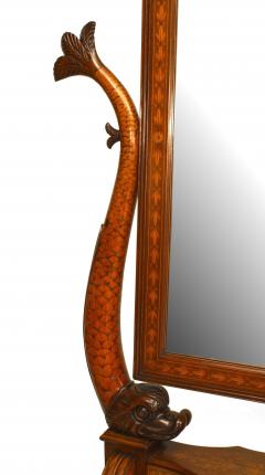 Italian Neo classic Walnut and Inlaid Cheval Mirror - 744076