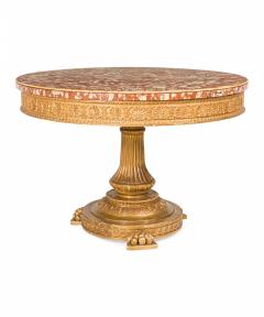 Italian Neoclassic Giltwood and Breccia Rosso Marble Circular Center Table - 2798010