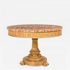 Italian Neoclassic Giltwood and Breccia Rosso Marble Circular Center Table - 2801114