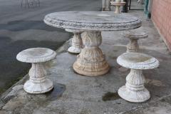 Italian Neoclassical Garden Table with Four Stools - 3445654