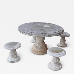 Italian Neoclassical Garden Table with Four Stools - 3445668