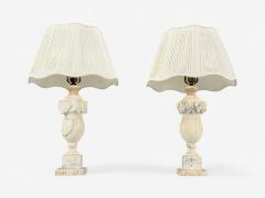 Italian Neoclassical Marble Alabaster Brass Table Lamps Italy 1940s - 4337718