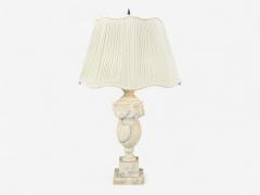 Italian Neoclassical Marble Alabaster Brass Table Lamps Italy 1940s - 4337719