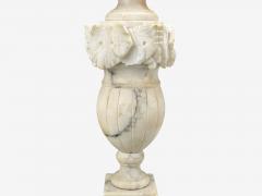 Italian Neoclassical Marble Alabaster Brass Table Lamps Italy 1940s - 4337722