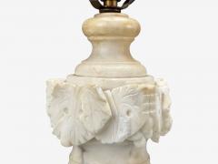 Italian Neoclassical Marble Alabaster Brass Table Lamps Italy 1940s - 4337723