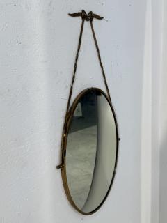 Italian Neoclassical Oval Mirror with Brass Bow and Ribbon Detail 1950s - 4350599