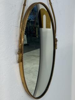 Italian Neoclassical Oval Mirror with Brass Ribbon and Tassel Detailing 1950s - 4350543