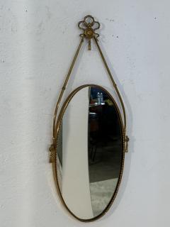 Italian Neoclassical Oval Mirror with Brass Ribbon and Tassel Detailing 1950s - 4350545