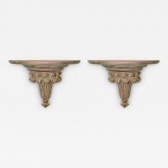 Italian Neoclassical Style Wood Carved Shell Form Wall Shelf or Bracket a Pair - 3505030