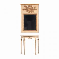 Italian Neoclassical style painted giltwood console table mirror C 1950  - 4120687