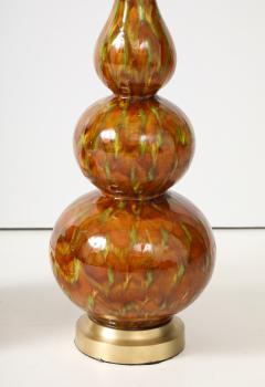 Italian Ochre Glazed Ceramic Lamps - 3990388
