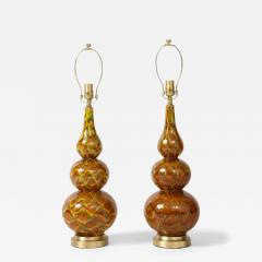 Italian Ochre Glazed Ceramic Lamps - 3992489