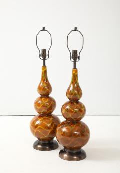 Italian Ochre Glazed Ceramic Lamps - 4295000