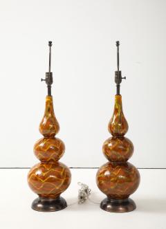 Italian Ochre Glazed Ceramic Lamps - 4295004