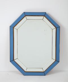 Italian Octagonal Blue and Clear Glass Mirror - 1013808