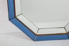 Italian Octagonal Blue and Clear Glass Mirror - 1013809