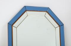 Italian Octagonal Blue and Clear Glass Mirror - 1013811