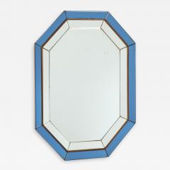 Italian Octagonal Blue and Clear Glass Mirror - 1014485