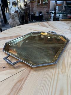 Italian Octagonal Brass and Pewter Serving Tray - 4776919