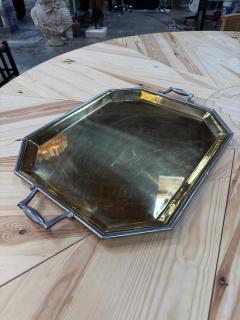 Italian Octagonal Brass and Pewter Serving Tray - 4776920