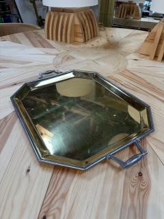 Italian Octagonal Brass and Pewter Serving Tray - 4776921