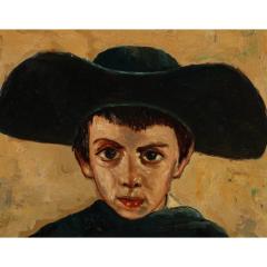 Italian Oil Painting Portrait of Young Boy With Hat - 4463073