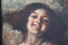 Italian Oil Painting on Board by A Torriani Portrait of a Girl 1910s - 3282755