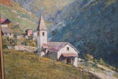 Italian Oil Painting on Canvas Cesare Bentivoglio Mountain Landscape with Church - 2735088