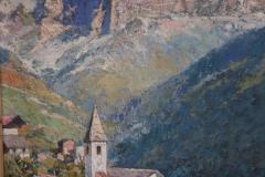 Italian Oil Painting on Canvas Cesare Bentivoglio Mountain Landscape with Church - 2735091