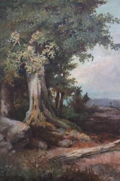 Italian Oil Painting on Canvas Forest Landscape Late 19th Century - 4018843