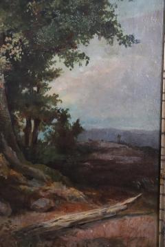 Italian Oil Painting on Canvas Forest Landscape Late 19th Century - 4018846