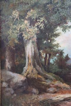 Italian Oil Painting on Canvas Forest Landscape Late 19th Century - 4018847