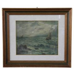 Italian Oil Painting on Masonite Marine Signed and Dated 1946s - 2747118