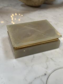 Italian Onyx and Brass Jewelry Box with Velvet Lining 1960 - 4299411