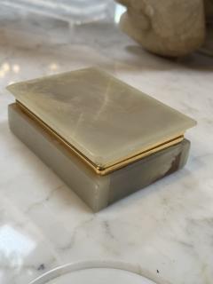 Italian Onyx and Brass Jewelry Box with Velvet Lining 1960 - 4299412