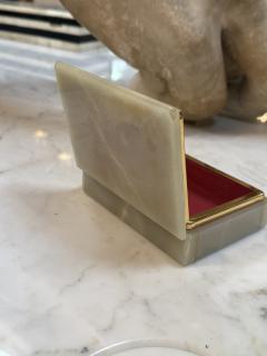 Italian Onyx and Brass Jewelry Box with Velvet Lining 1960 - 4299416
